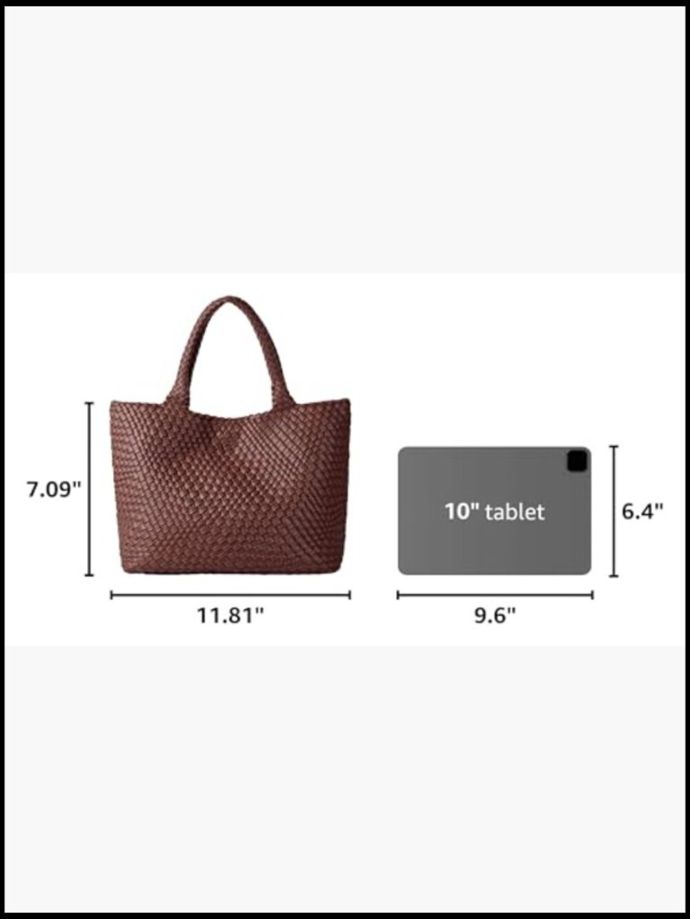 Faux Leather Woven Tote Bag Top Handle Shoulder Bag Large Capacity Travel - Picture 3 of 7